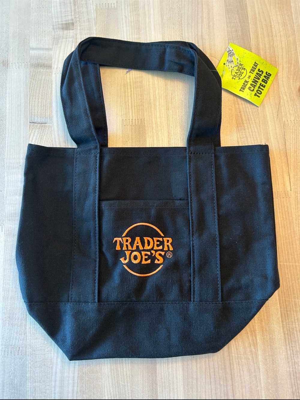 Trader Joes Mini Halloween Canvas Tote Bag Black Color Limited Edition NWT